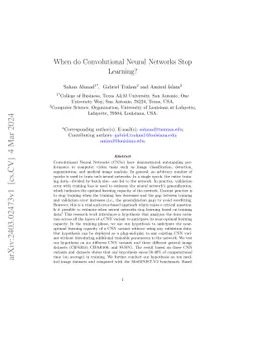 When do Convolutional Neural Networks Stop Learning?