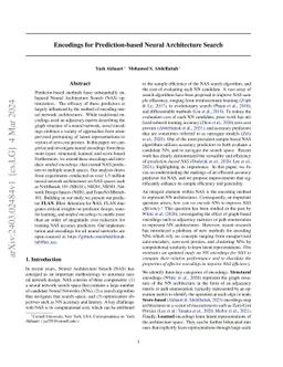 Encodings for Prediction-based Neural Architecture Search