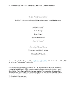 Choose Your Own Adventure: Interactive E-Books to Improve Word Knowledge
  and Comprehension Skills