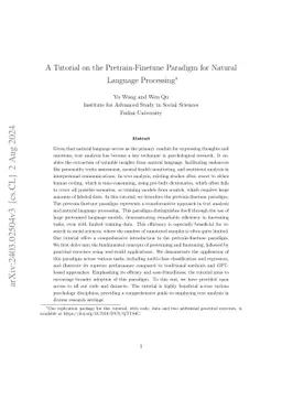 A Tutorial on the Pretrain-Finetune Paradigm for Natural Language
  Processing