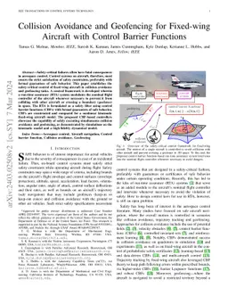Collision Avoidance and Geofencing for Fixed-wing Aircraft with Control Barrier Functions