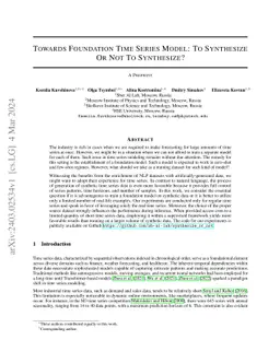 Towards Foundation Time Series Model: To Synthesize Or Not To
  Synthesize?