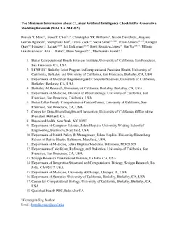 The Minimum Information about CLinical Artificial Intelligence Checklist
  for Generative Modeling Research (MI-CLAIM-GEN)
