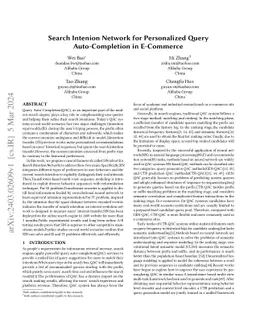 Search Intenion Network for Personalized Query Auto-Completion in
  E-Commerce