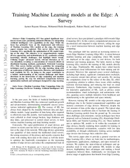Training Machine Learning models at the Edge: A Survey