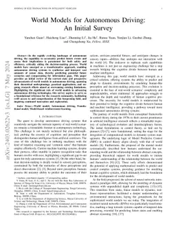 World Models for Autonomous Driving: An Initial Survey