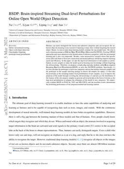 BSDP: Brain-inspired Streaming Dual-level Perturbations for Online Open
  World Object Detection