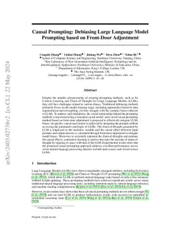 Causal Prompting: Debiasing Large Language Model Prompting based on
  Front-Door Adjustment