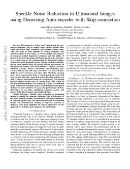 Speckle Noise Reduction in Ultrasound Images using Denoising
  Auto-encoder with Skip Connection