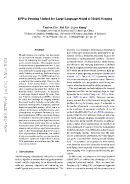 DPPA: Pruning Method for Large Language Model to Model Merging