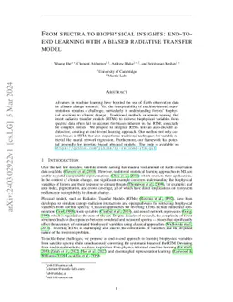 From Spectra to Biophysical Insights: End-to-End Learning with a Biased
  Radiative Transfer Model