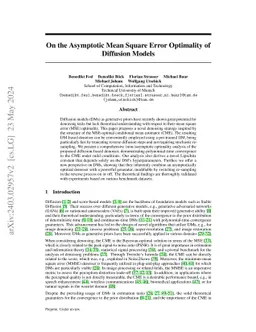 On the Asymptotic Mean Square Error Optimality of Diffusion Models