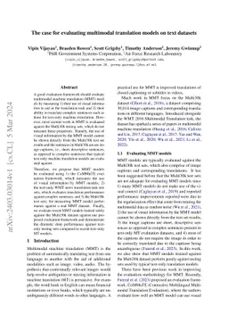 The Case for Evaluating Multimodal Translation Models on Text Datasets