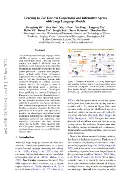 Learning to Use Tools via Cooperative and Interactive Agents