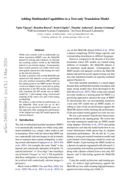 Adding Multimodal Capabilities to a Text-only Translation Model