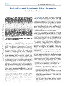 Design of Stochastic Quantizers for Privacy Preservation