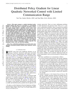 Distributed Policy Gradient for Linear Quadratic Networked Control with
  Limited Communication Range