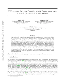 VQSynery: Robust Drug Synergy Prediction With Vector Quantization
  Mechanism