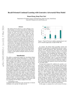 Recall-Oriented Continual Learning with Generative Adversarial
  Meta-Model