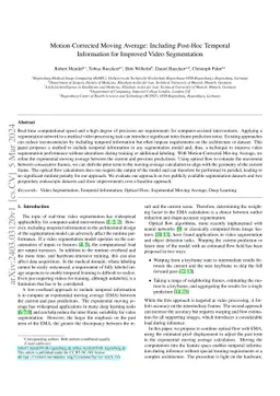 Motion-Corrected Moving Average: Including Post-Hoc Temporal Information
  for Improved Video Segmentation
