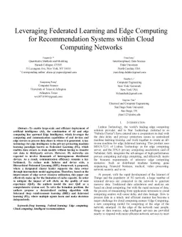 Leveraging Federated Learning and Edge Computing for Recommendation
  Systems within Cloud Computing Networks