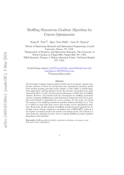 Shuffling Momentum Gradient Algorithm for Convex Optimization