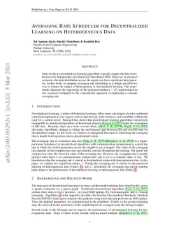 Averaging Rate Scheduler for Decentralized Learning on Heterogeneous
  Data