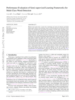 Performance Evaluation of Semi-supervised Learning Frameworks for
  Multi-Class Weed Detection
