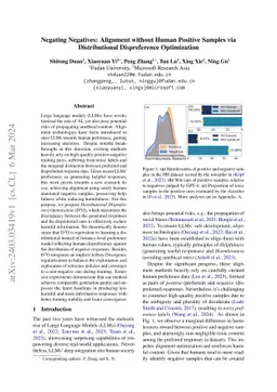Negating Negatives: Alignment without Human Positive Samples via
  Distributional Dispreference Optimization