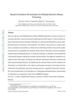 Kernel Correlation-Dissimilarity for Multiple Kernel k-Means Clustering