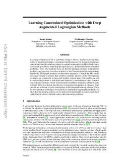 Learning Constrained Optimization with Deep Augmented Lagrangian Methods