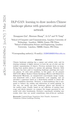 DLP-GAN: learning to draw modern Chinese landscape photos with
  generative adversarial network