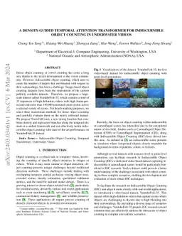 A Density-Guided Temporal Attention Transformer for Indiscernible Object
  Counting in Underwater Video