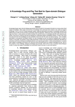 A Knowledge Plug-and-Play Test Bed for Open-domain Dialogue Generation