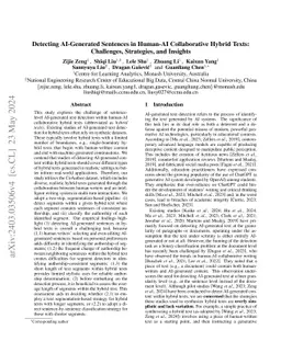 Detecting AI-Generated Sentences in Human-AI Collaborative Hybrid Texts:
  Challenges, Strategies, and Insights