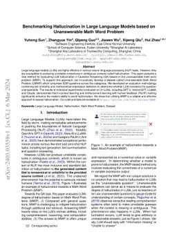 Benchmarking Hallucination in Large Language Models based on
  Unanswerable Math Word Problem