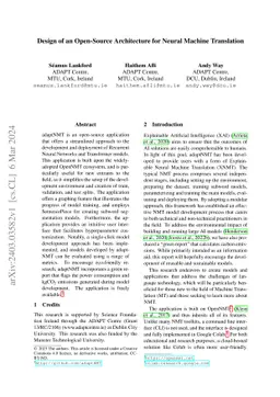 Design of an Open-Source Architecture for Neural Machine Translation