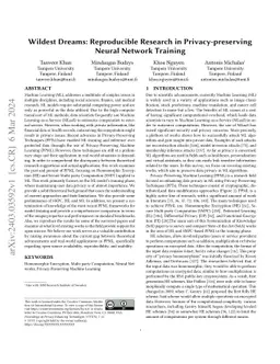 Wildest Dreams: Reproducible Research in Privacy-preserving Neural
  Network Training