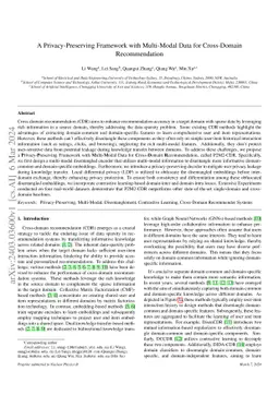 A Privacy-Preserving Framework with Multi-Modal Data for Cross-Domain
  Recommendation