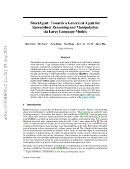 SheetAgent: Towards A Generalist Agent for Spreadsheet Reasoning and Manipulation via Large Language Models