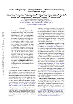 Apollo: A Lightweight Multilingual Medical LLM towards Democratizing
  Medical AI to 6B People