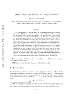 Spectral Algorithms on Manifolds through Diffusion