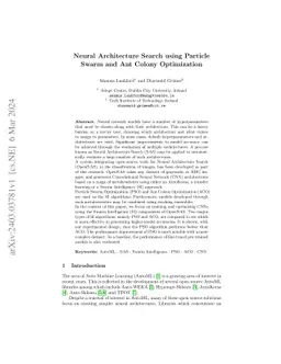 Neural Architecture Search using Particle Swarm and Ant Colony
  Optimization