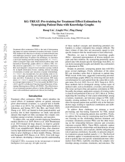 KG-TREAT: Pre-training for Treatment Effect Estimation by Synergizing
  Patient Data with Knowledge Graphs