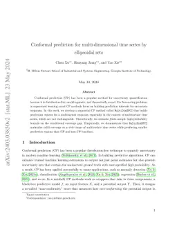 Conformal prediction for multi-dimensional time series by ellipsoidal
  sets