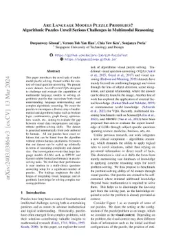Are Language Models Puzzle Prodigies? Algorithmic Puzzles Unveil Serious
  Challenges in Multimodal Reasoning