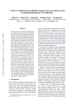 X-Shot: A Unified System to Handle Frequent, Few-shot and Zero-shot
  Learning Simultaneously in Classification