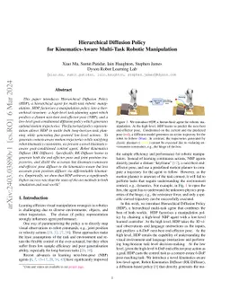 Hierarchical Diffusion Policy for Kinematics-Aware Multi-Task Robotic
  Manipulation