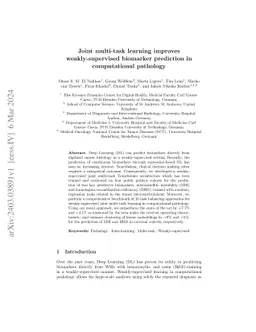 Joint multi-task learning improves weakly-supervised biomarker
  prediction in computational pathology