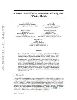 GUIDE: Guidance-based Incremental Learning with Diffusion Models